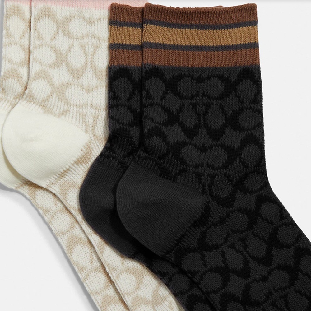💗💗Coach Ankle Socks New Never Worn 1-Cream,1-Brown, - Picture 3 of 3